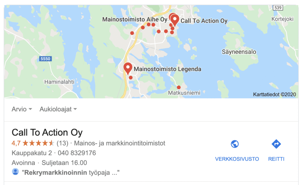 call-to-action-google-my-business-paikalliset-nostot-listaus-arvostelusisalto