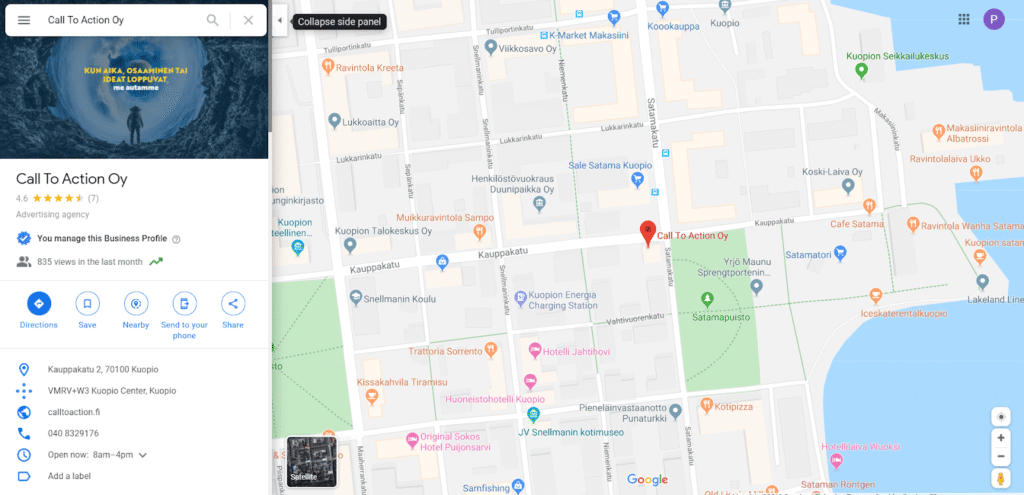 call-to-action-google-my-business-yrityskortti-google-maps-nakymassa