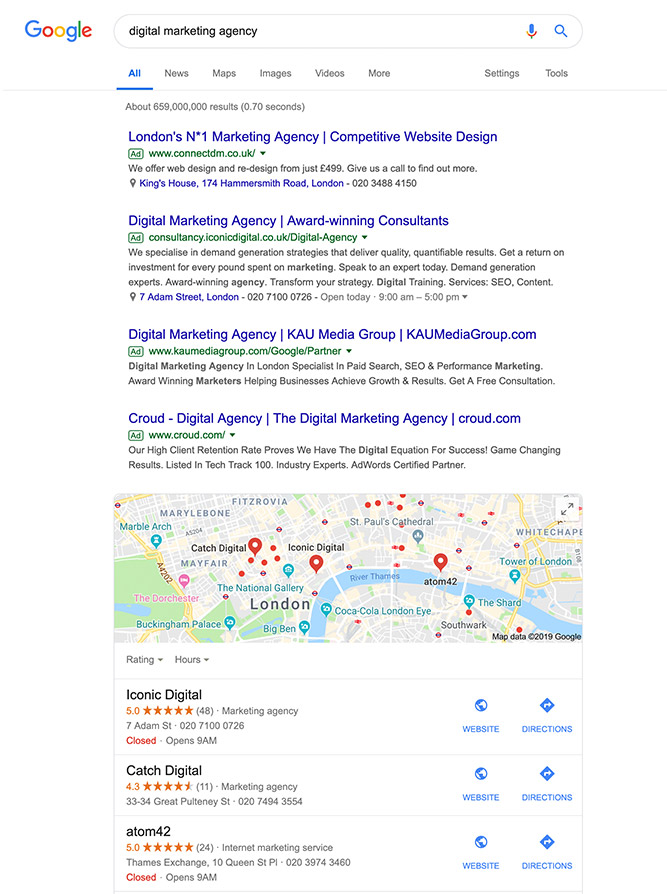 digital marketing agency google search